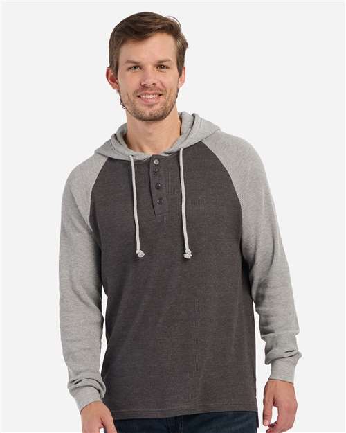 Unisex Waffle Knit Pullover Hooded Long Sleeve T-Shirt - Image 3
