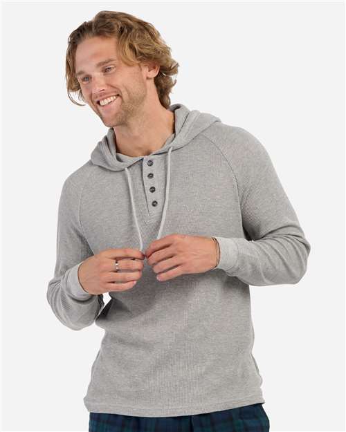 Unisex Waffle Knit Pullover Hooded Long Sleeve T-Shirt - Image 15