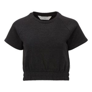 Women's French Terry Short Sleeve Cropped Crewneck Sweatshirt