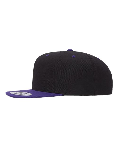 Premium Flat Bill Snapback Cap - Black/ Purple - Image 3