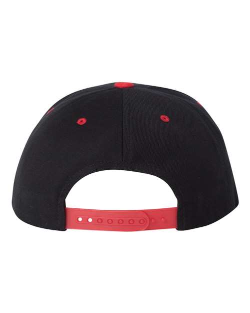 Premium Flat Bill Snapback Cap - Black/ Red - Image 2