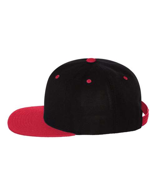 Premium Flat Bill Snapback Cap - Black/ Red - Image 3