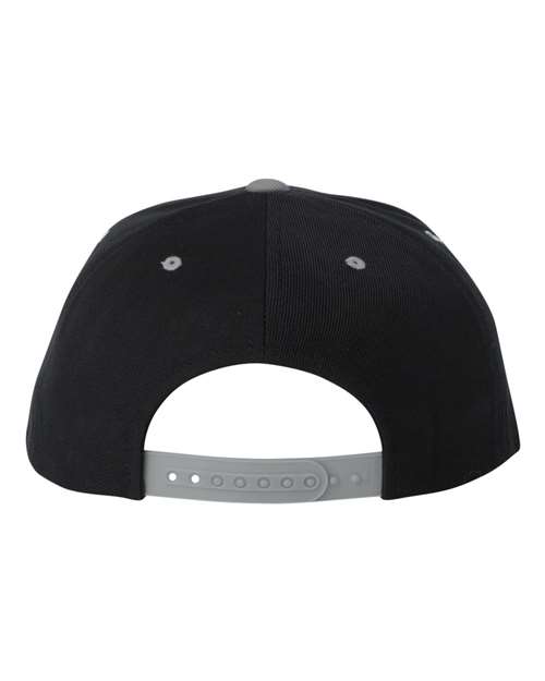 Premium Flat Bill Snapback Cap - Black/ Silver - Image 2