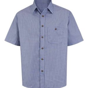 Men's Mini-Plaid Uniform Short Sleeve Shirt