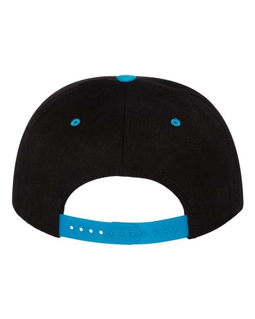 Premium Flat Bill Snapback Cap - Black/ Teal - Image 2