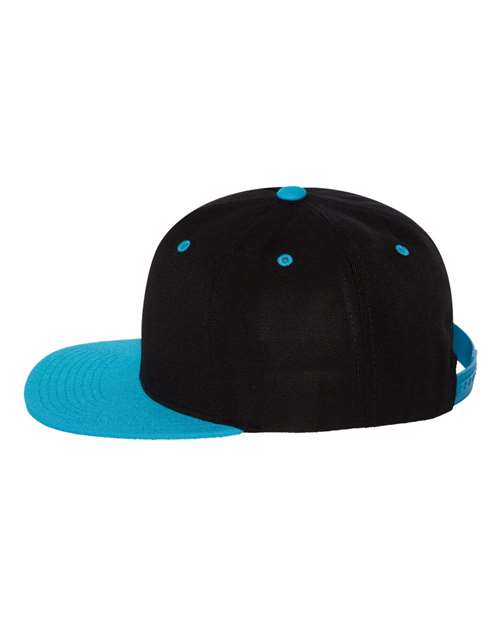 Premium Flat Bill Snapback Cap - Black/ Teal - Image 3