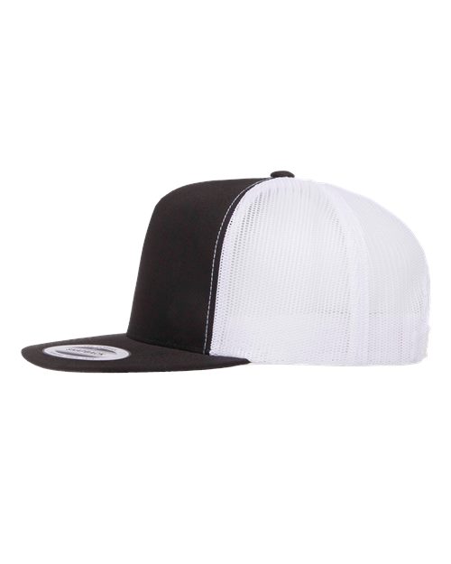 Five-Panel Classic Trucker Cap - Black/ White - Image 3