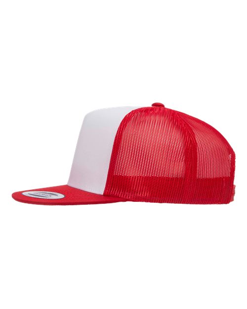 Five-Panel Classic Trucker Cap - Red/ White/ Red - Image 3