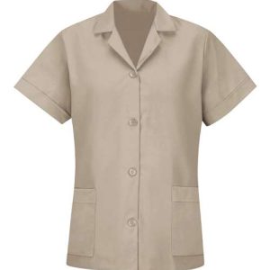 Women's Loose Fit Short Sleeve Button Smock