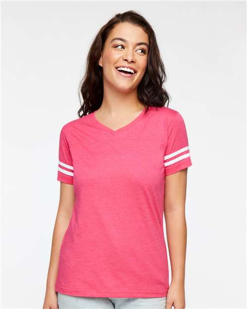 Women's Football V-Neck Fine Jersey Tee - Image 4
