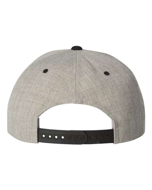 Premium Flat Bill Snapback Cap - Heather/ Black - Image 2
