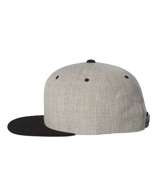 Premium Flat Bill Snapback Cap - Heather/ Black - Image 3