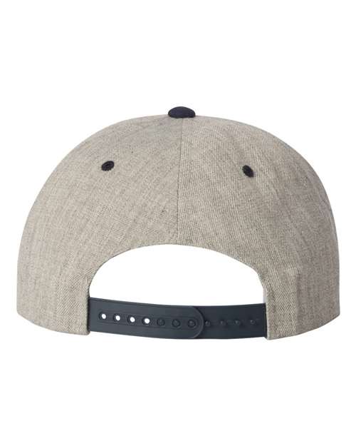 Premium Flat Bill Snapback Cap - Heather Grey/ Navy - Image 2