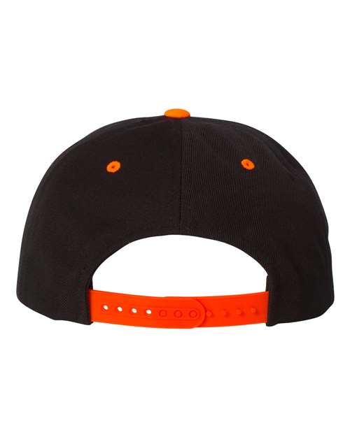 Premium Flat Bill Snapback Cap - Black/ Neon Orange - Image 2