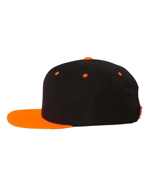 Premium Flat Bill Snapback Cap - Black/ Neon Orange - Image 3