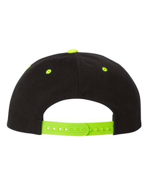 Premium Flat Bill Snapback Cap - Black/ Neon Green - Image 2