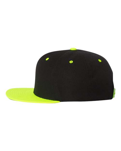 Premium Flat Bill Snapback Cap - Black/ Neon Green - Image 3