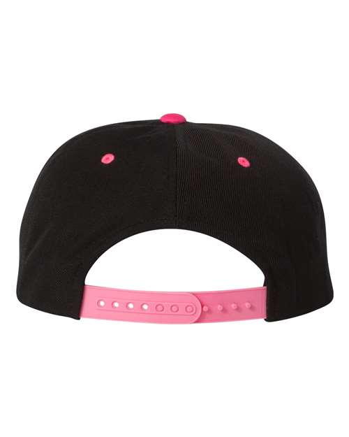 Premium Flat Bill Snapback Cap - Black/ Neon Pink - Image 2