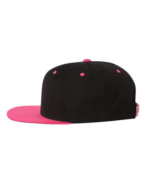 Premium Flat Bill Snapback Cap - Black/ Neon Pink - Image 3