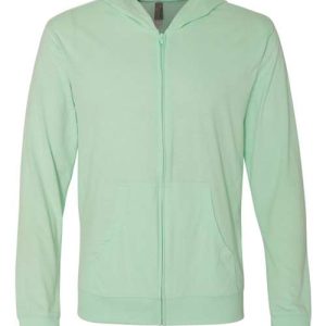 Unisex Sueded Long Sleeve Hooded Full Zip T-Shirt