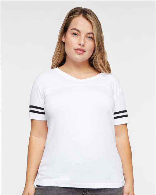 Women's Football V-Neck Fine Jersey Tee - Image 10