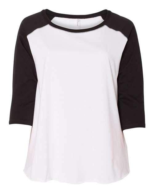 Women's Curvy Collection Baseball Three-Quarter Sleeve Tee