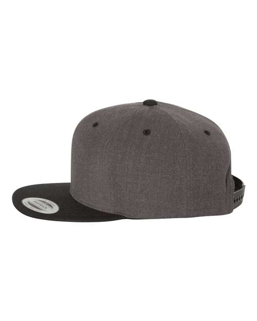 Premium Flat Bill Snapback Cap - Dark Heather/ Black - Image 3