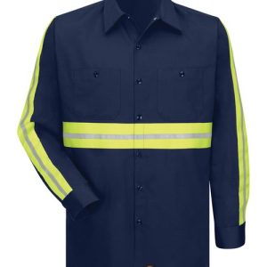 Men's Enhanced Visibility Long Sleeve Cotton Work Shirt