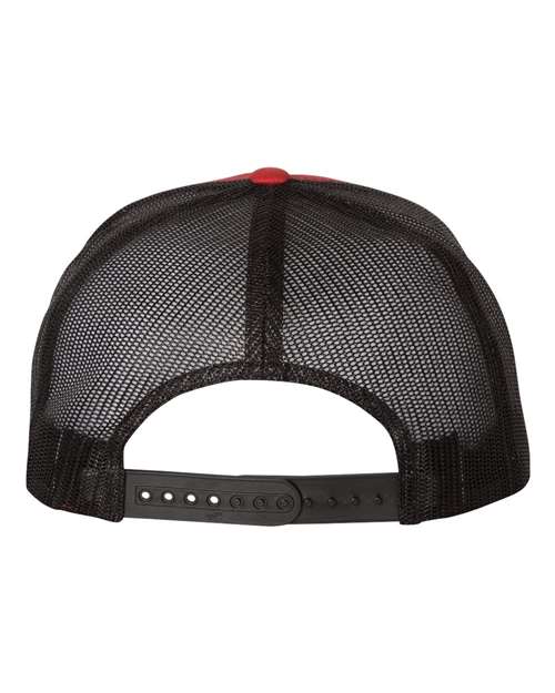 Five-Panel Classic Trucker Cap - Red/ Black - Image 2
