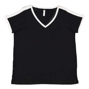 Women's Curvy Retro Ringer Premium Jersey V-Neck Tee