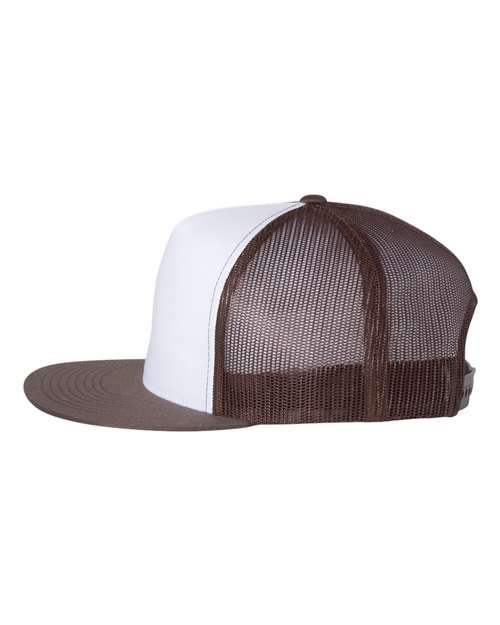 Five-Panel Classic Trucker Cap - Brown/ White/ Brown - Image 3