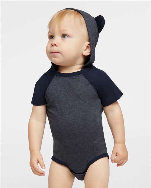 Infant Fine Jersey Raglan Bodysuit with Hood & Ears - Image 4