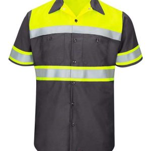Men's Hi-Visibility Colorblock Ripstop Short Sleeve Work Shirt