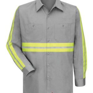 Men's Tall Enhanced Visibility Long Sleeve Cotton Work Shirt