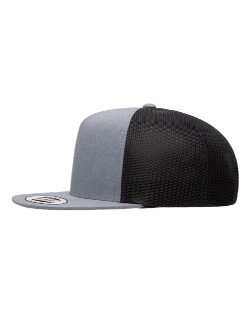Five-Panel Classic Trucker Cap - Heather/ Black - Image 3