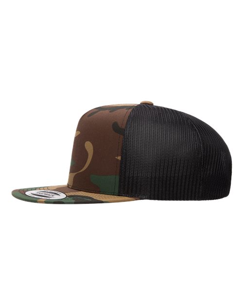Five-Panel Classic Trucker Cap - Green Camo/ Black - Image 3