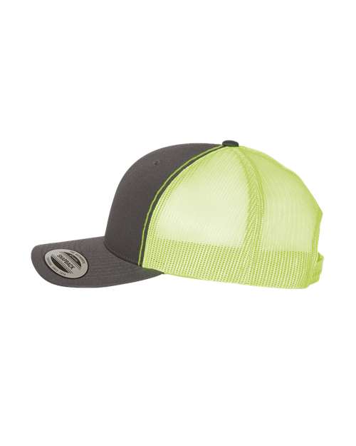 Retro Trucker Cap - Charcoal/ Neon Green - Image 3