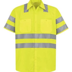 Men's High Visibility Safety Short Sleeve Work Shirt