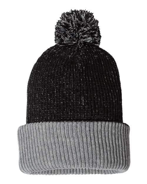 12" Speckled Pom-Pom Cuffed Beanie - Image 2