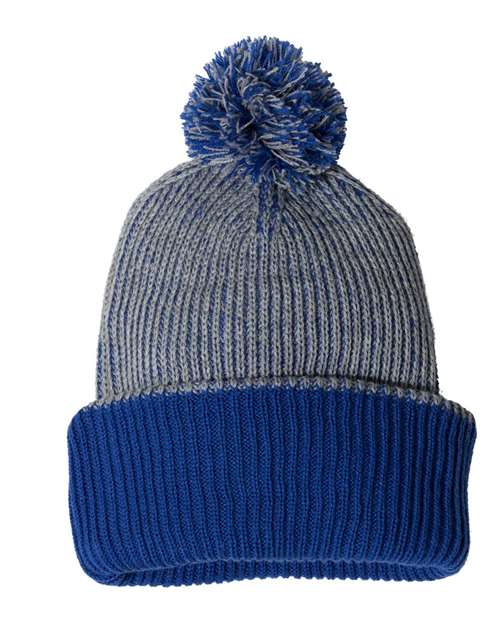 12" Speckled Pom-Pom Cuffed Beanie - Image 3