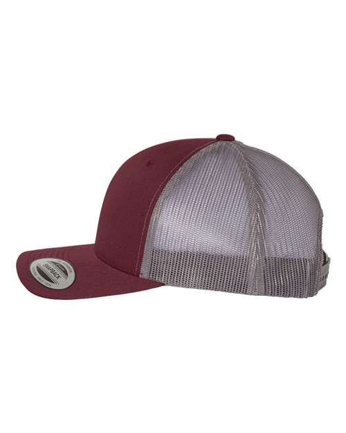 Retro Trucker Cap - Maroon/ Grey - Image 3