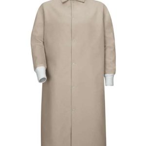Unisex Gripper-Front Pocketless Butcher Coat With Knit Cuffs