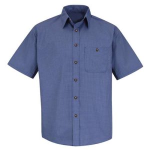 Men's Tall Mini-Plaid Uniform Short Sleeve Shirt