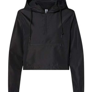 Women's Lightweight Quarter-Zip Pullover Crop Windbreaker